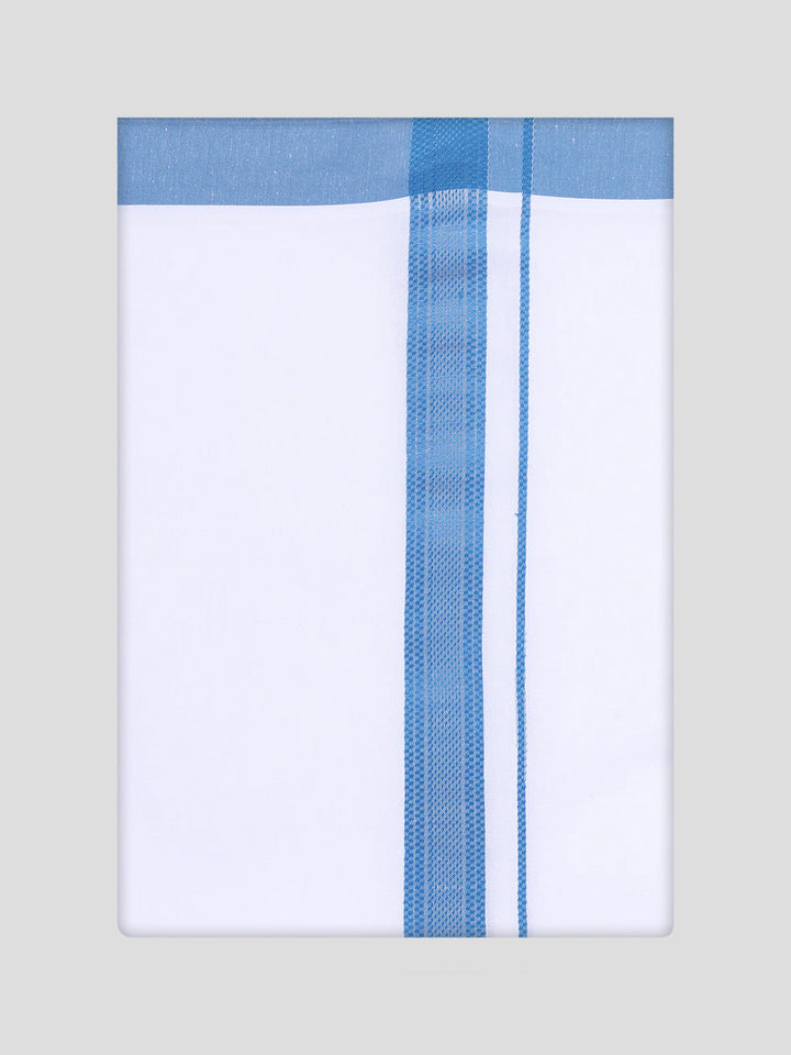 Mens Blue Colour Shirt with Matching Fancy Border Dhoti Combo Lemax