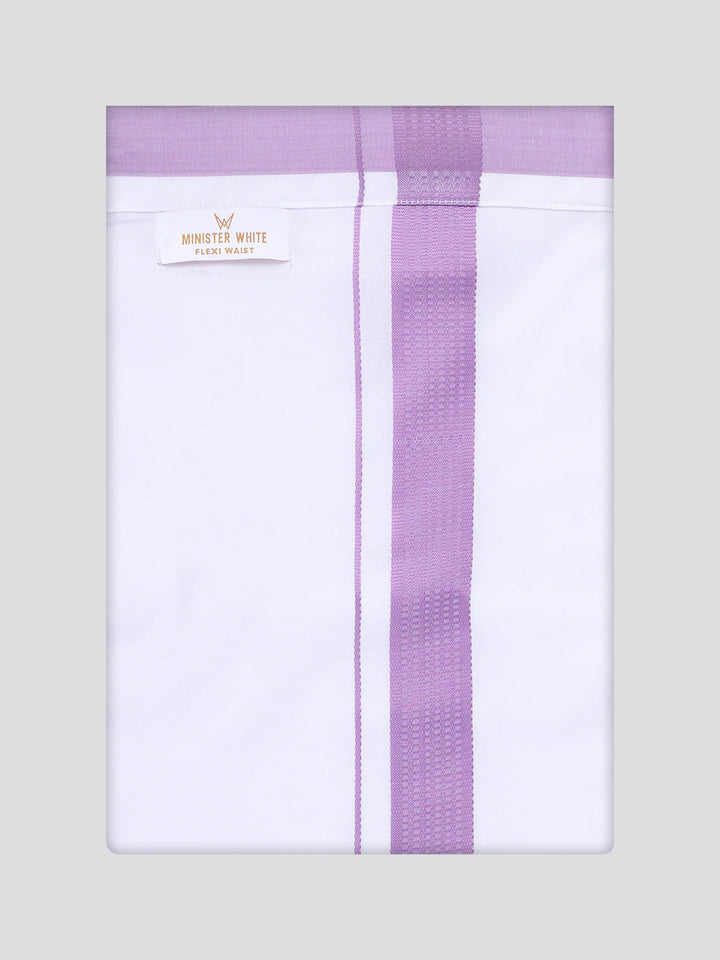 Men's Light Purple Shirt with Matching Border Flexi Dhoti Combo Casper Flexi