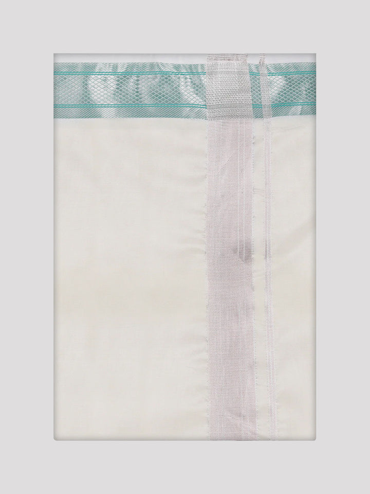 Men's Art Silk Cream Full Sleeves Shirt with Fancy Jari Border Flexi Dhoti Combo Finesse