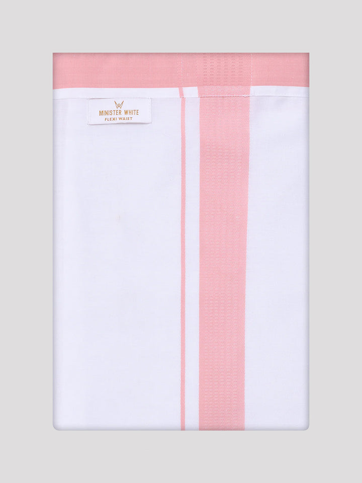 Mens Light Pink Shirt with Matching Border Flexi Dhoti Combo Casper Flexi