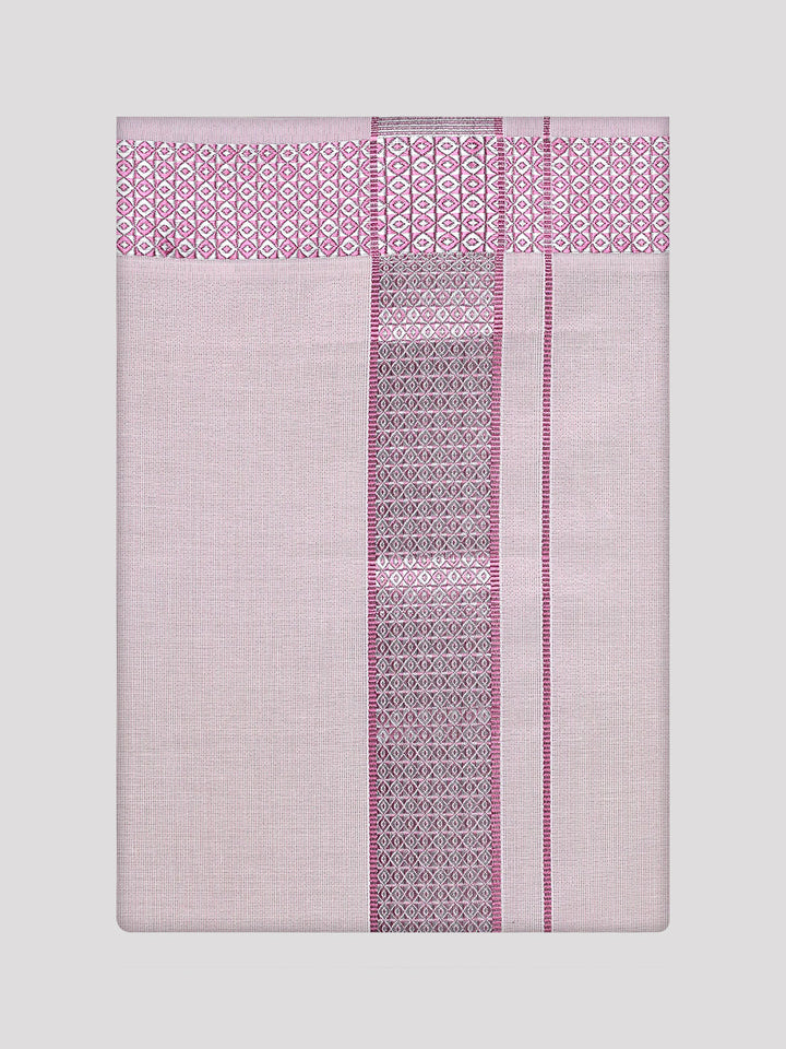 Men's Rose Tissue Dhoti with Intricate Jacquard Border Plum