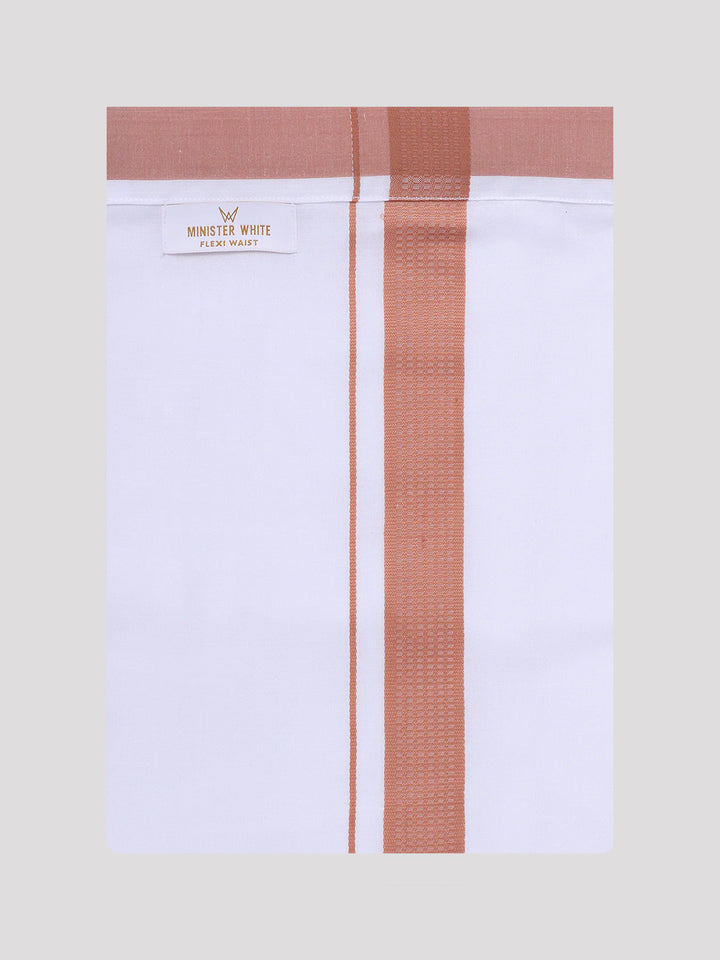 Men's Cotton Brown Shirt with Matching Border Flexi Dhoti Combo Casper Flexi