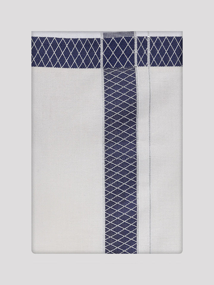 Men's Silver Tissue Stripe Dhoti with Jacquard Border Kane