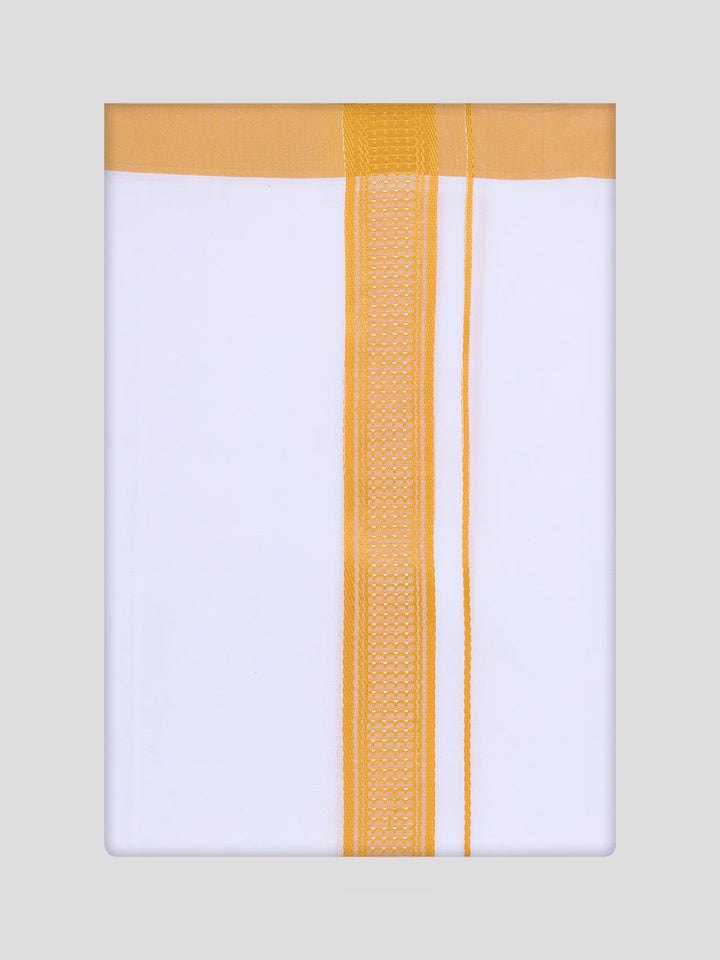 Mens Golden Yellow Dupion Satin Color Shirt with Matching Border Dhoti Combo Gora