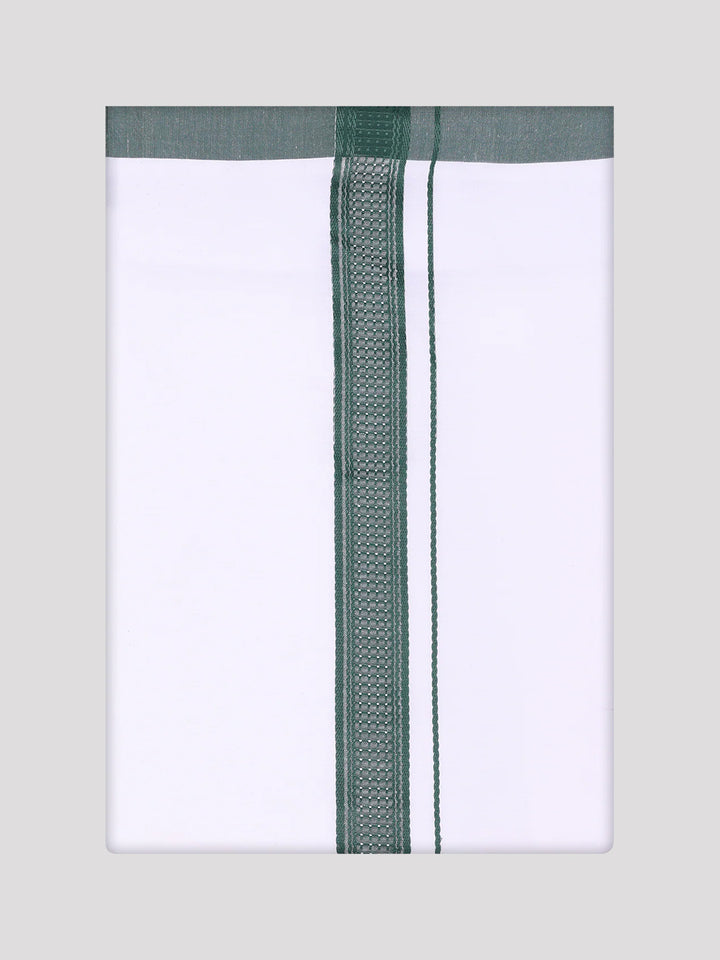 Mens Dark Green Dupion Satin Shirt with Matching Border Dhoti Combo Gora