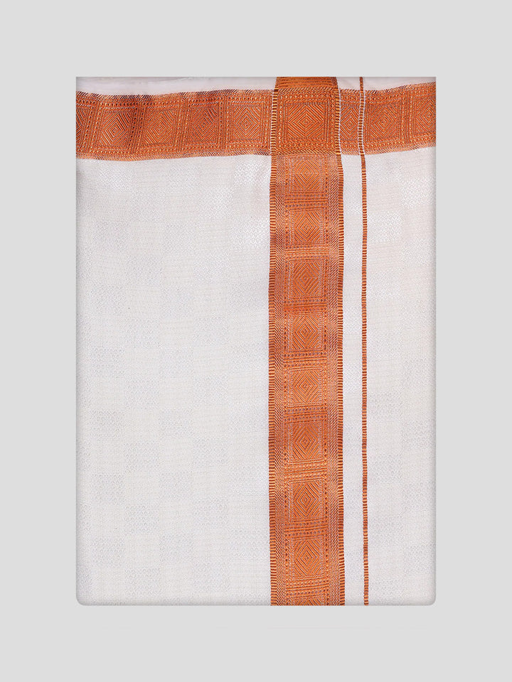 Men's Cotton Brick Shirt and Airtex Matching Border Dhoti Combo Nector