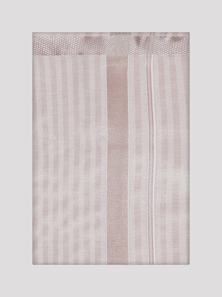 Men's Tissue Stripes Almond Jari Border Dhoti Wedding Finely