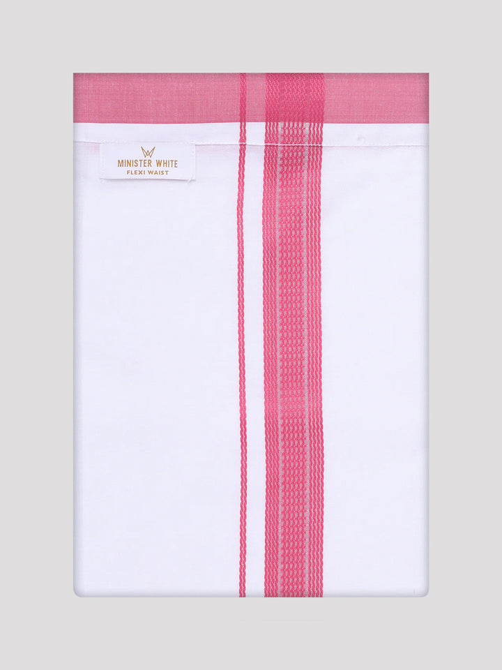Mens Pink Shirt with Matching Border Flexi Dhoti Combo Casper Flexi