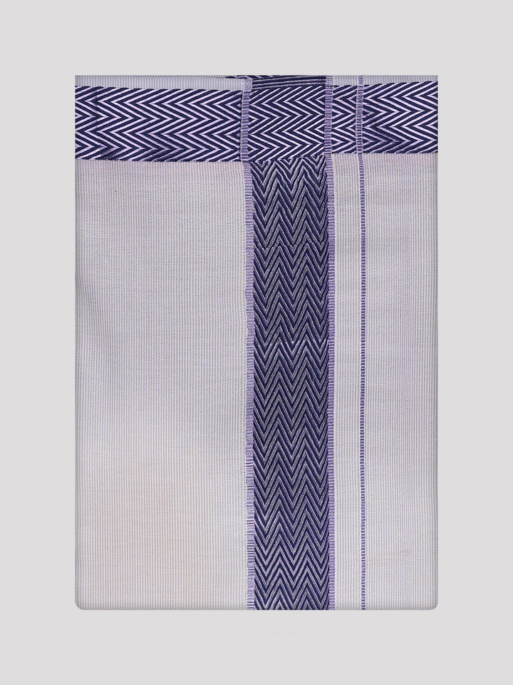 Men's Lavender Tissue Stripe Dhoti with Jacquard Border Kane