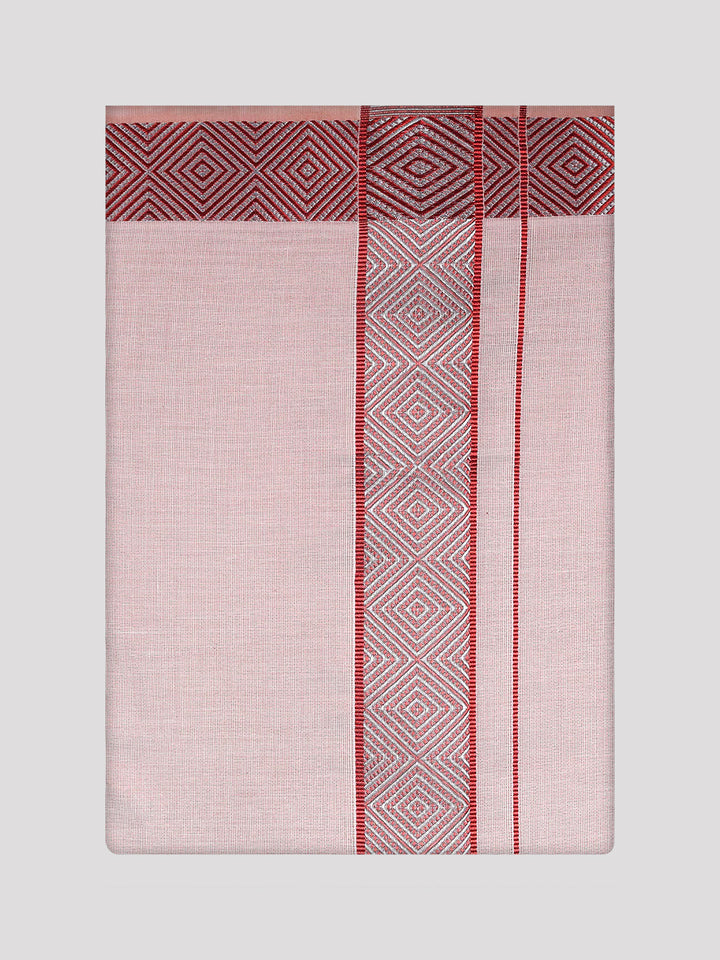 Men's Maroon Tissue Dhoti with Intricate Jacquard Border Plum