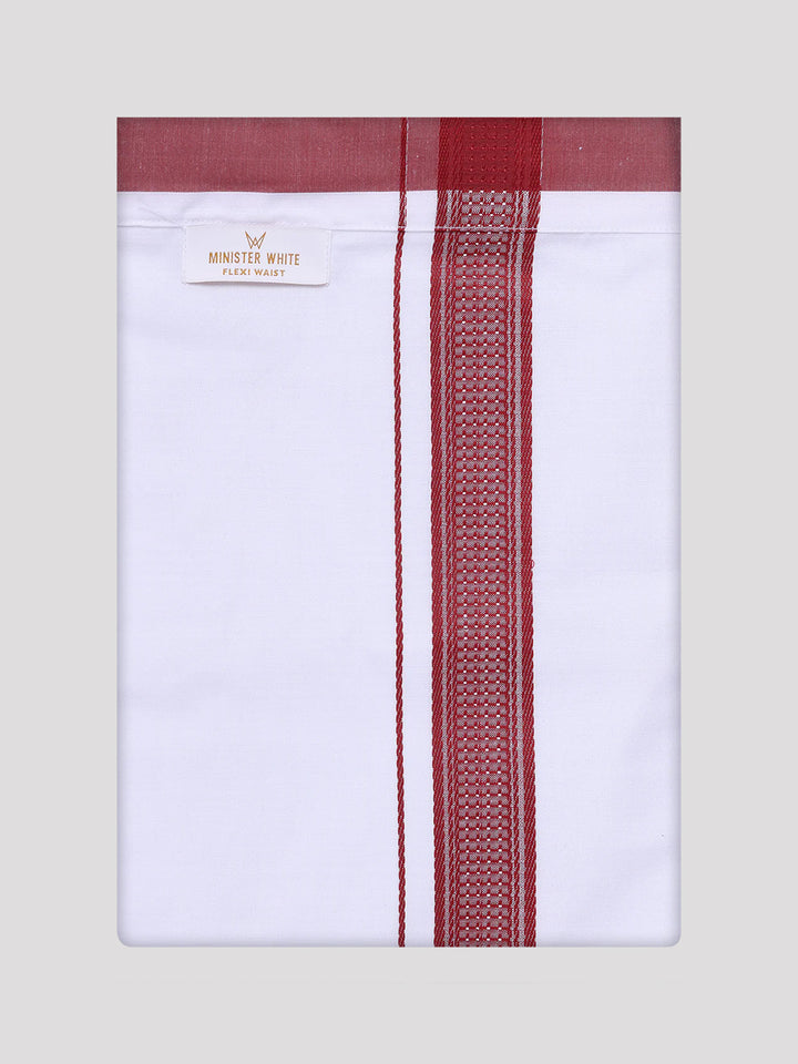 Men's Red Dupion Satin Color Shirt with Matching Border Flexi Dhoti Combo Gora Flexi