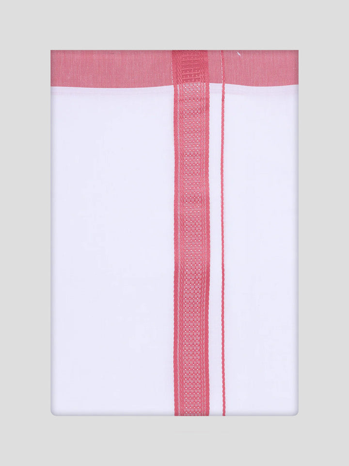Mens Coral Pink Dupion Satin Shirt with Matching Border Dhoti Combo Gora