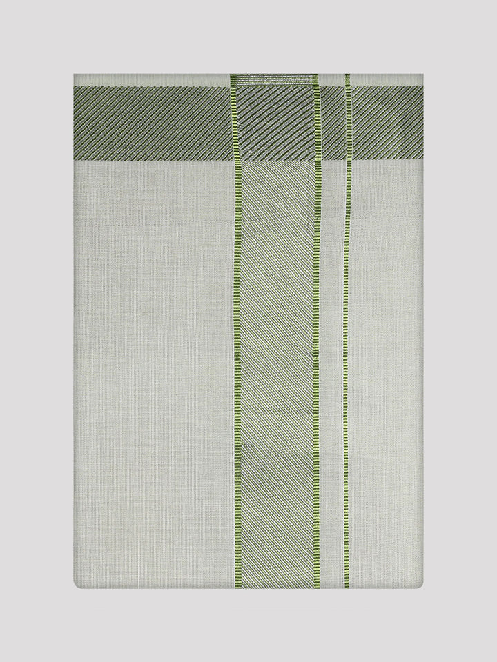 Men's Sky Green Tissue Shirt and Dhoti Set with Intricate Jacquard Border Plum