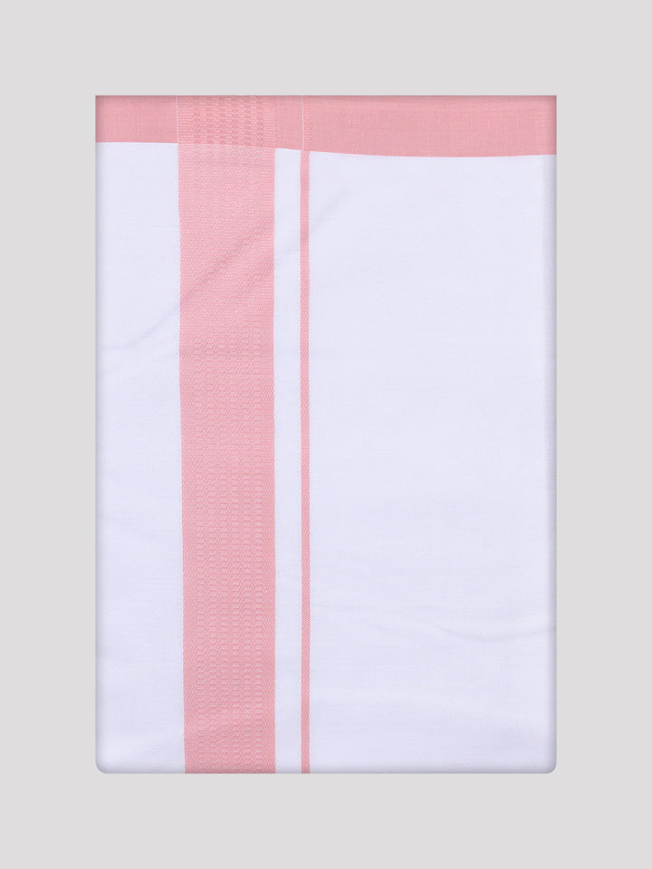 Mens Light Pink Color Shirt with Matching Border Dhoti Combo Casper