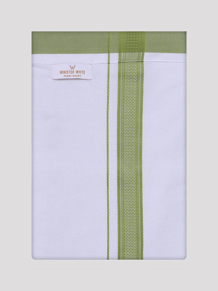 Mens Green Dupion Satin Shirt with Matching Border Flexi Dhoti Combo Gora Flexi