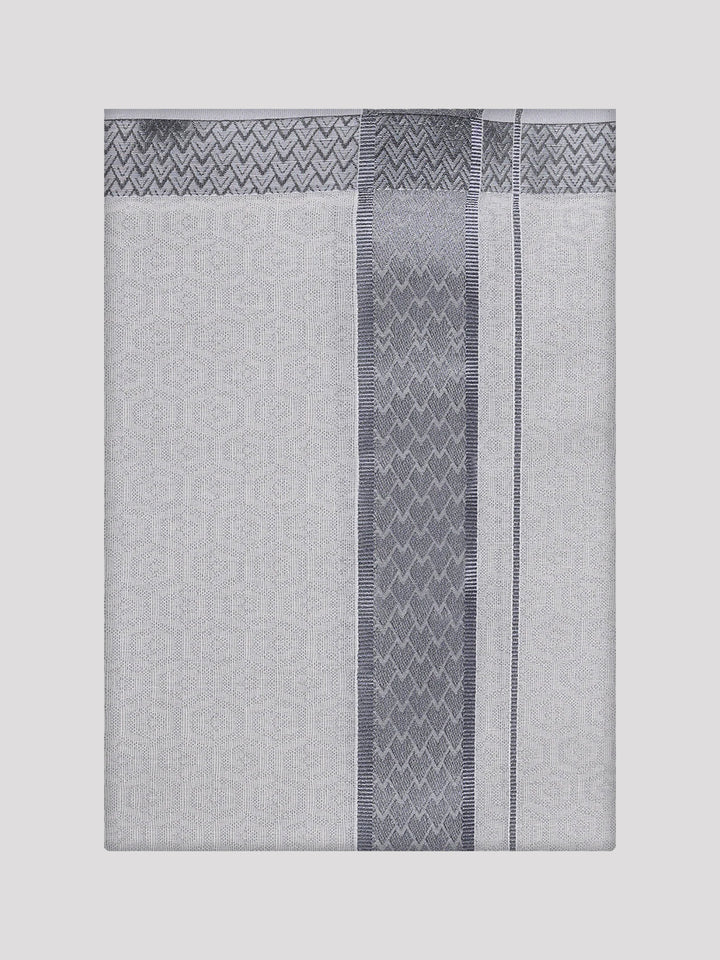 Mens Grey Tissue Jacquard Shirt with Matching Dhoti Combo Zeebra