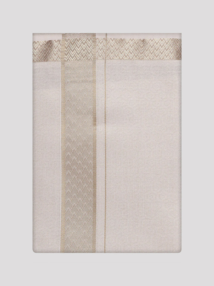 Men's Beige Tissue Jacquard Shirt with Matching Dhoti Combo Zeebra