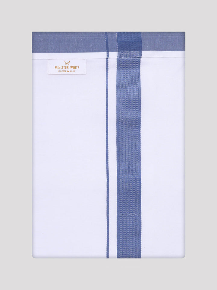 Mens Cotton Blue Color Shirt with Matching Border Flexi Dhoti Combo Casper Flexi
