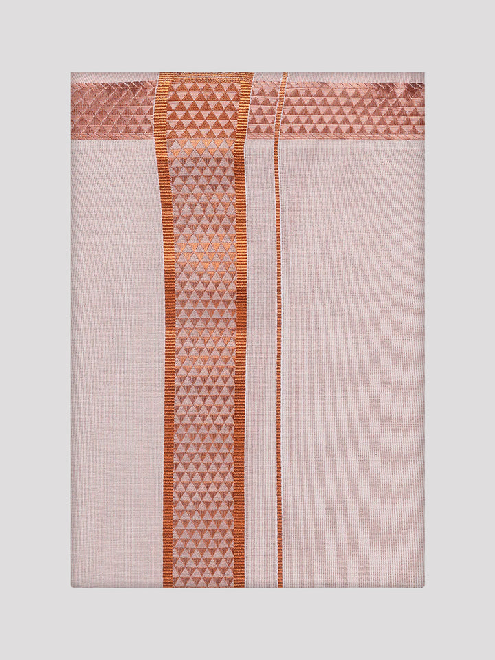 Men's Tissue Copper Jacquard Fancy Border Dhoti Wedding Nios