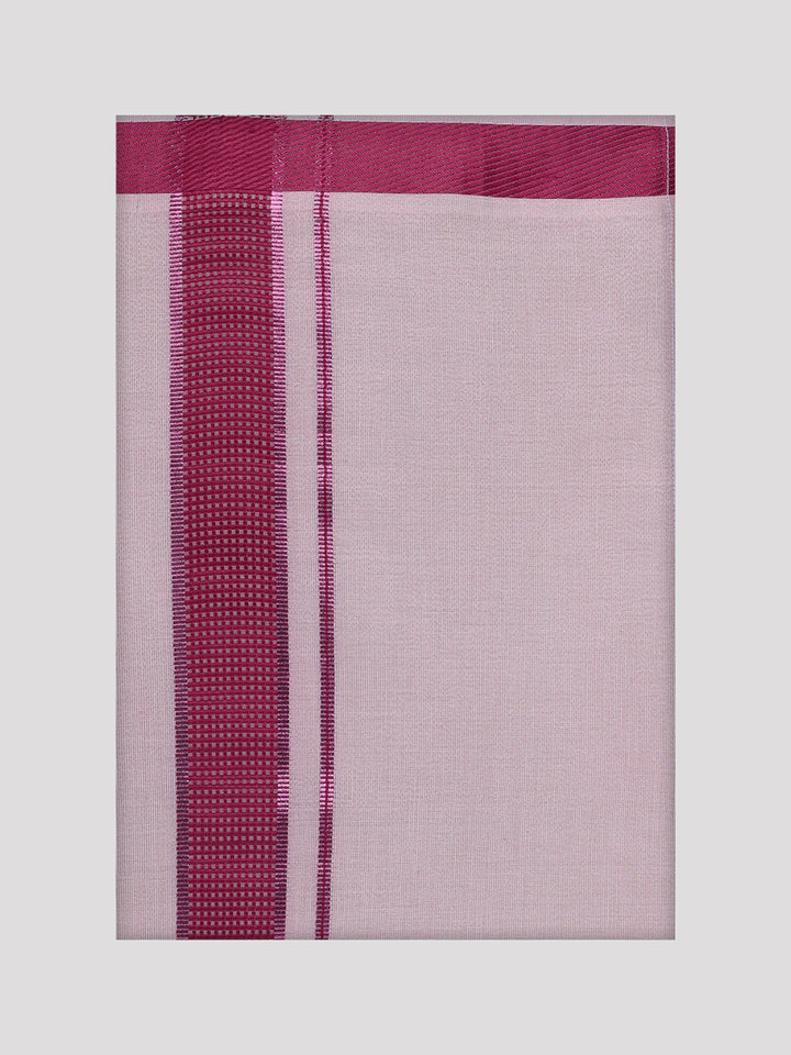 Mens Cotton Magenta Shirt with Tissue Matching Border Dhoti Wedding Combo Kandala