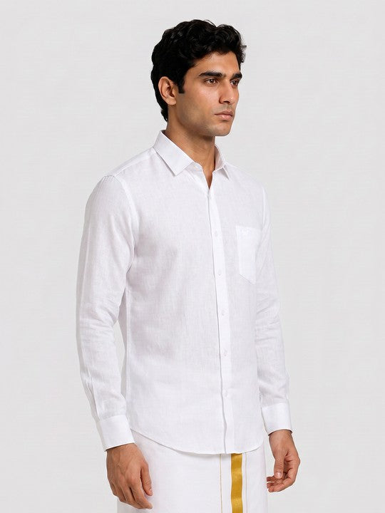 Men's Cotton Regular Fit White Shirt Aishwaryam
