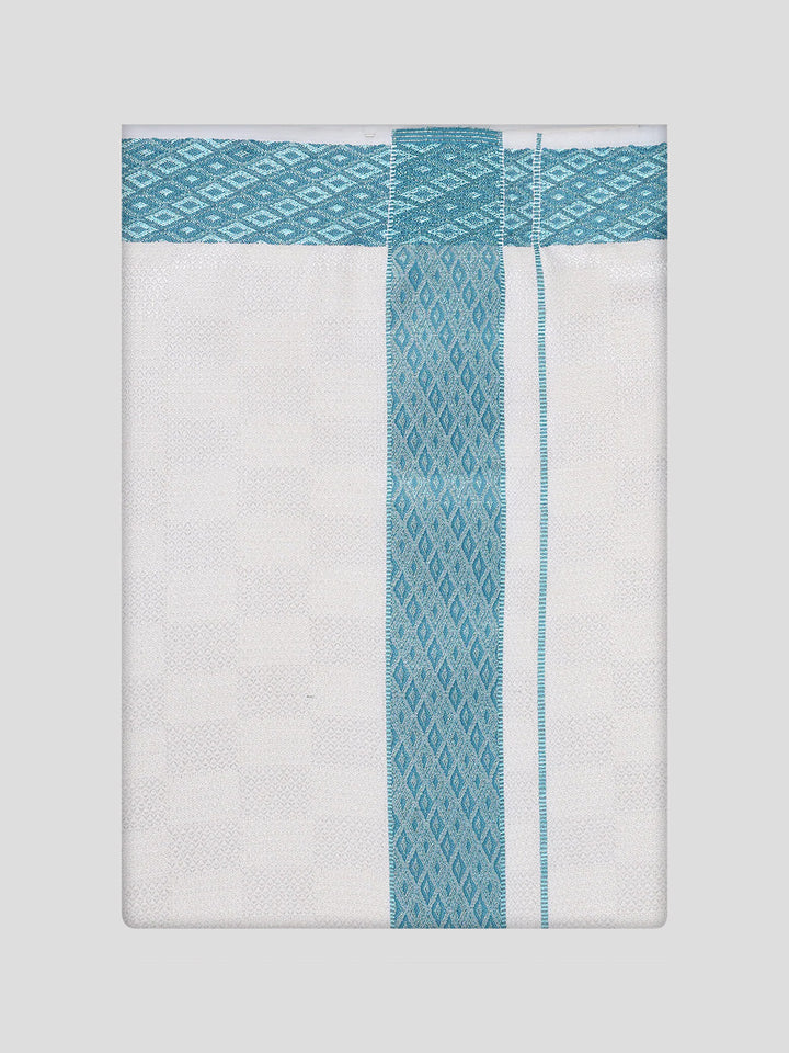 Men's Cotton Steel Blue Shirt and Airtex Matching Border Dhoti Combo Nector