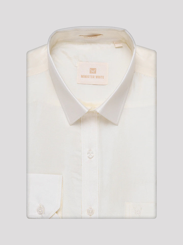 Mens Art Silk Wedding Cream Shirt, Dhoti, Nerial with Belt Combo - Boopalan Cream