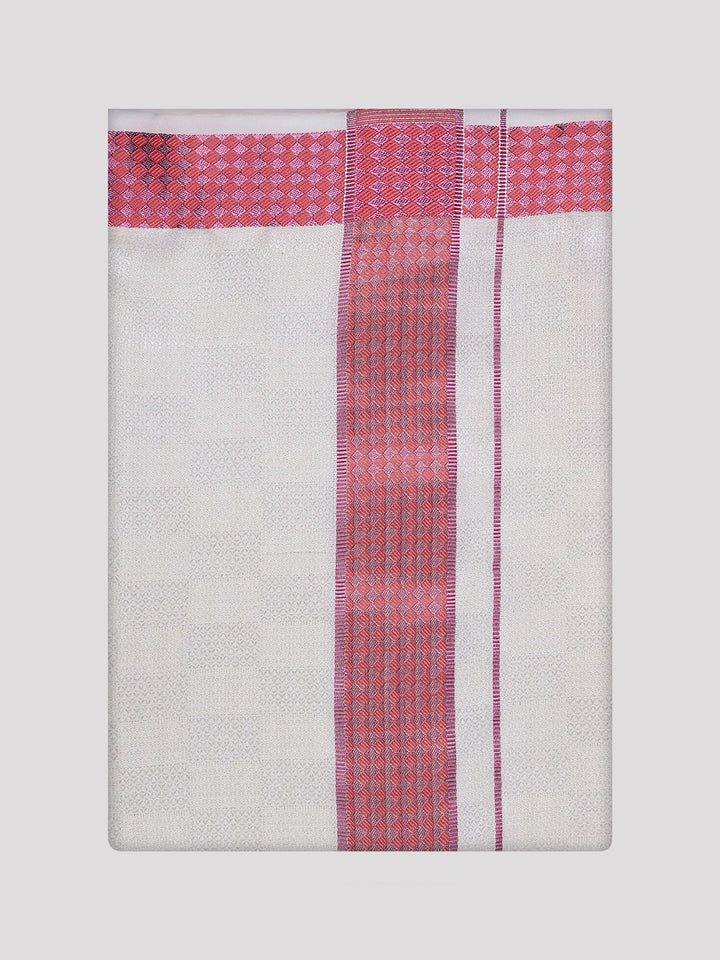 Men's Cotton Dark Pink Shirt and Airtex Matching Border Dhoti Combo Nector