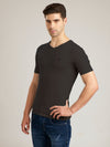 Men's Black Regular Fit V-Neck T-Shirt Caliber
