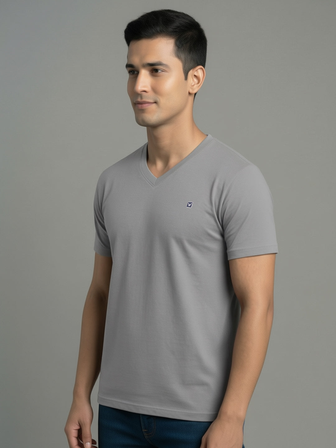 Men's Anthra Regular Fit V-Neck T-Shirt Caliber