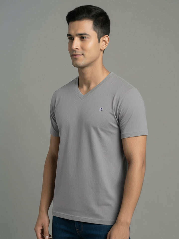 Men's Anthra Regular Fit V-Neck T-Shirt Caliber