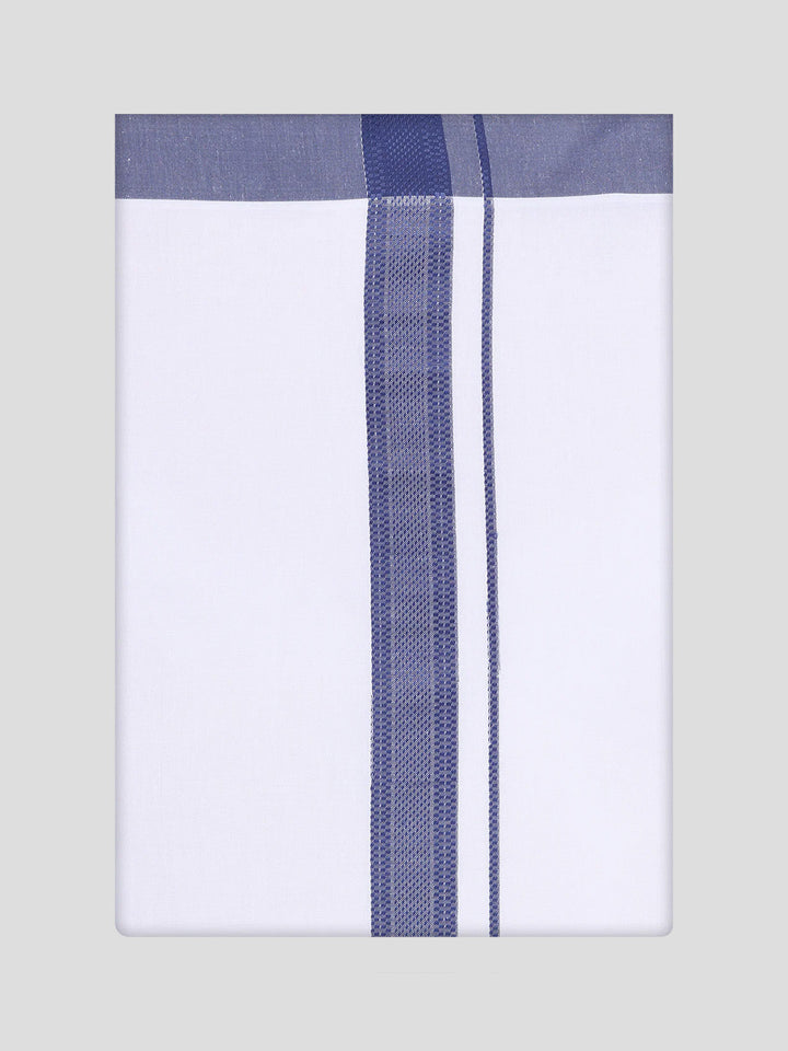 Mens Dark Blue Colour Shirt with Matching Fancy Border Dhoti Combo Lemax