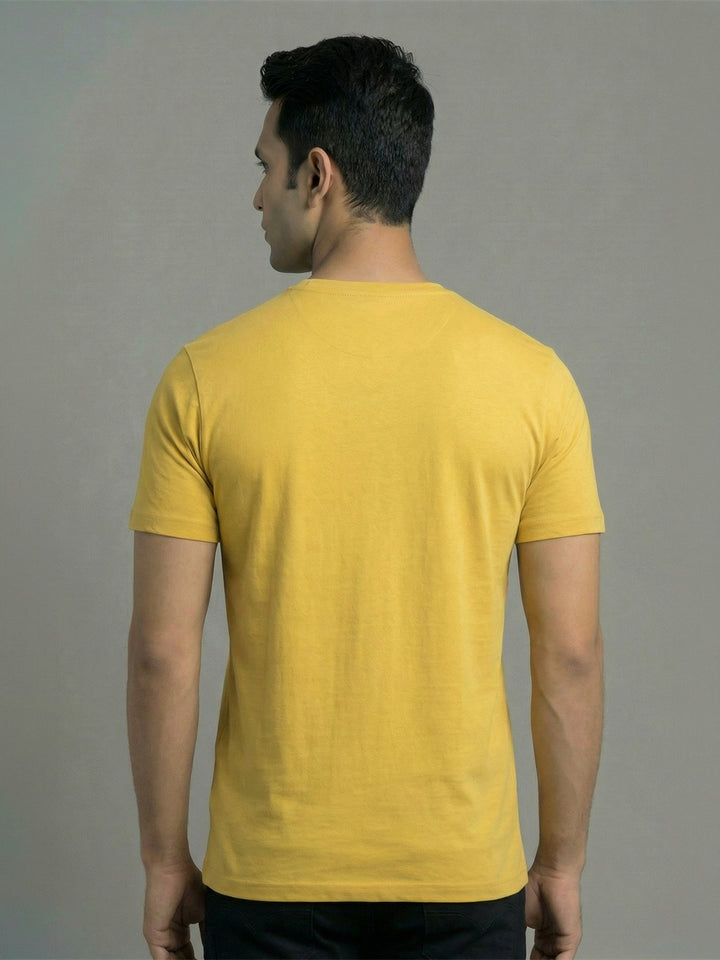Men's Yellow Regular Fit Round Neck T-Shirt Crisper