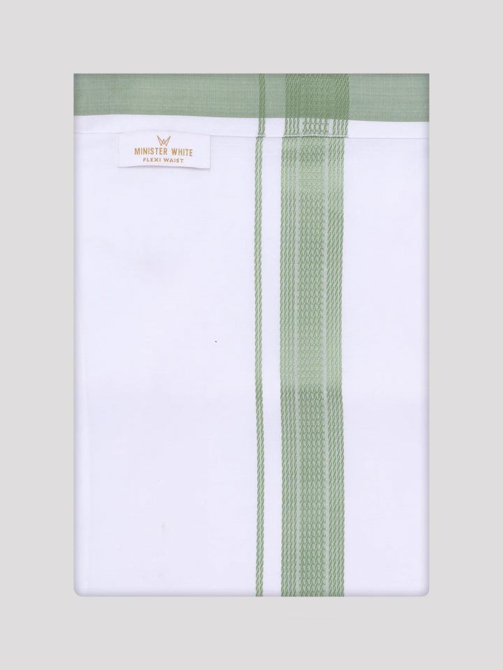 Men's Light Green Shirt with Matching Border Flexi Dhoti Combo Casper Flexi
