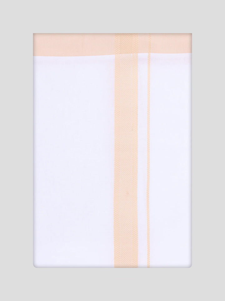 Mens Light Sandal Colour Shirt with Matching Fancy Border Dhoti Combo Lemax