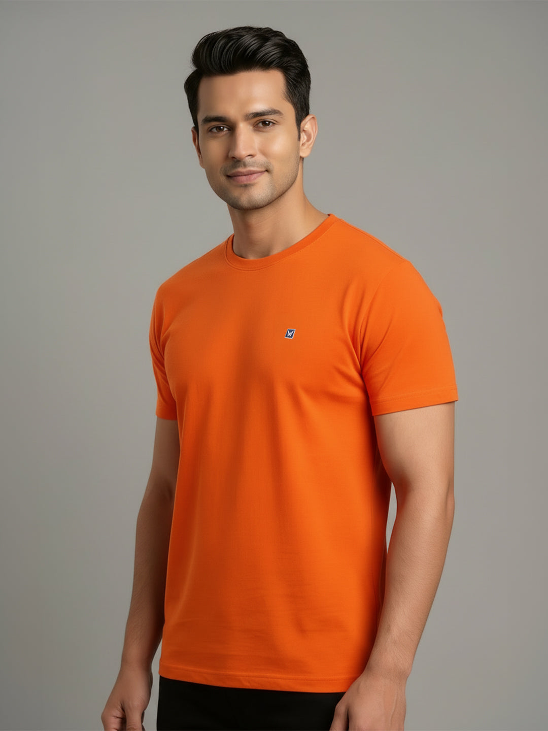 Men's Peach Regular Fit Round Neck T-Shirt Crisper