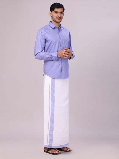 Mens Cotton Light Purple Matching Shirt and Dhoti Combo Luster