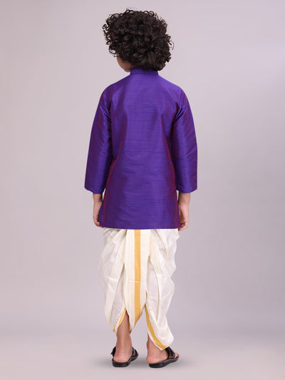 Boys Violet Colour Kurtha with Gold Jari Panchakacham Combo Chitrang