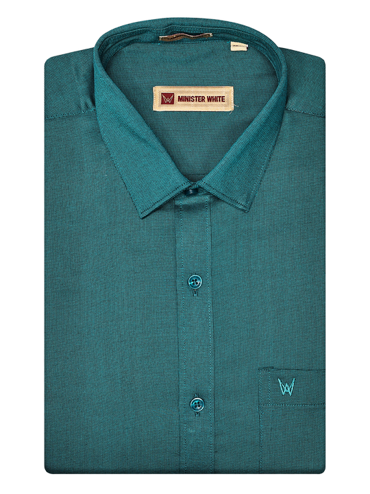 Mens Cotton Teal Color Matching Shirt and Dhoti Combo Hazel