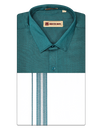 Mens Cotton Teal Color Matching Shirt and Dhoti Combo Hazel