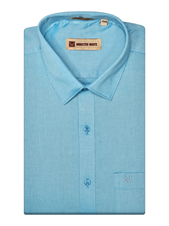 Mens Cotton Aqua Color Matching Shirt and Dhoti Combo Hazel