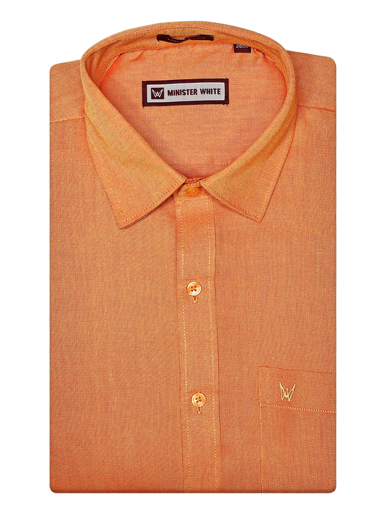 Mens Cotton Orange Color Matching Shirt and Dhoti Combo Hazel