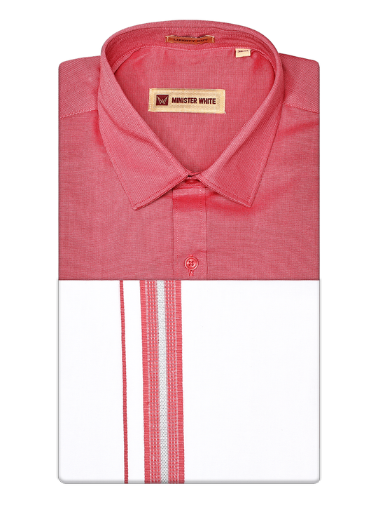 Mens Cotton Pink Color Matching Shirt and Dhoti Combo Hazel