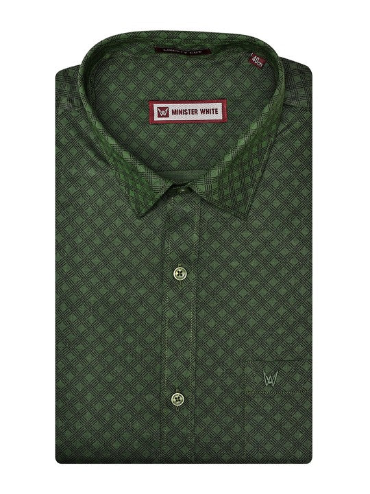 Men's Cotton Green Color Printed Regular Fit Shirt Posh