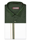 Men's Cotton Green Color Printed Regular Fit Shirt with Matching Border Dhoti Posh