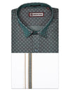 Men's Cotton Grey Color Printed Regular Fit Shirt with Matching Border Dhoti Posh