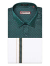Men's Cotton Peacock Green Color Printed Regular Fit Shirt with Matching Border Dhoti Posh