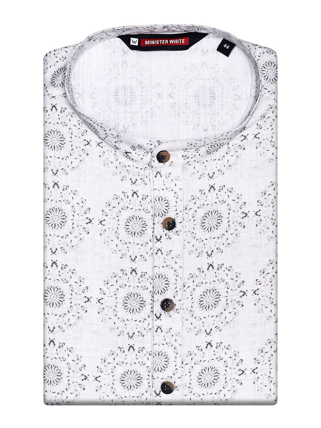 Men’s White Cotton Printed Kurta with Circular Motif Design 30053