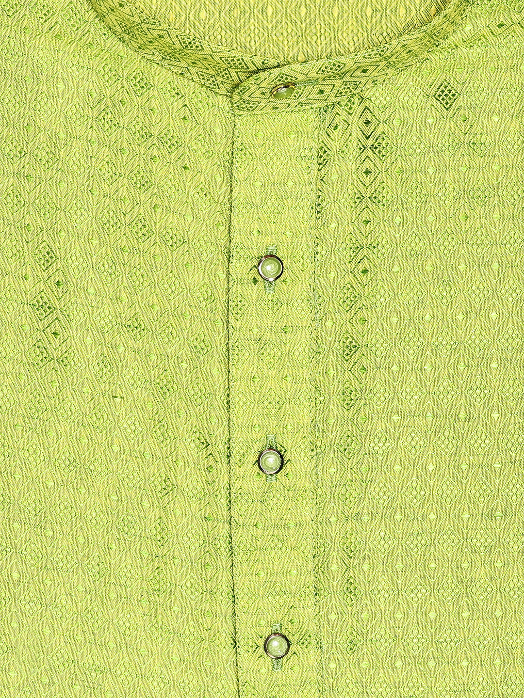 Men’s Cotton Parrot Green Yellow Jacquard Kurta 30035