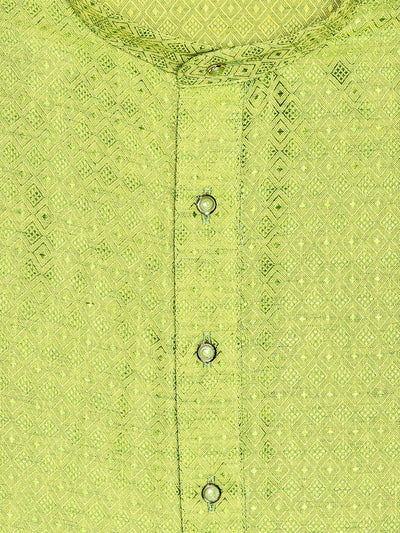 Men’s Cotton Parrot Green Yellow Jacquard Kurta 30035